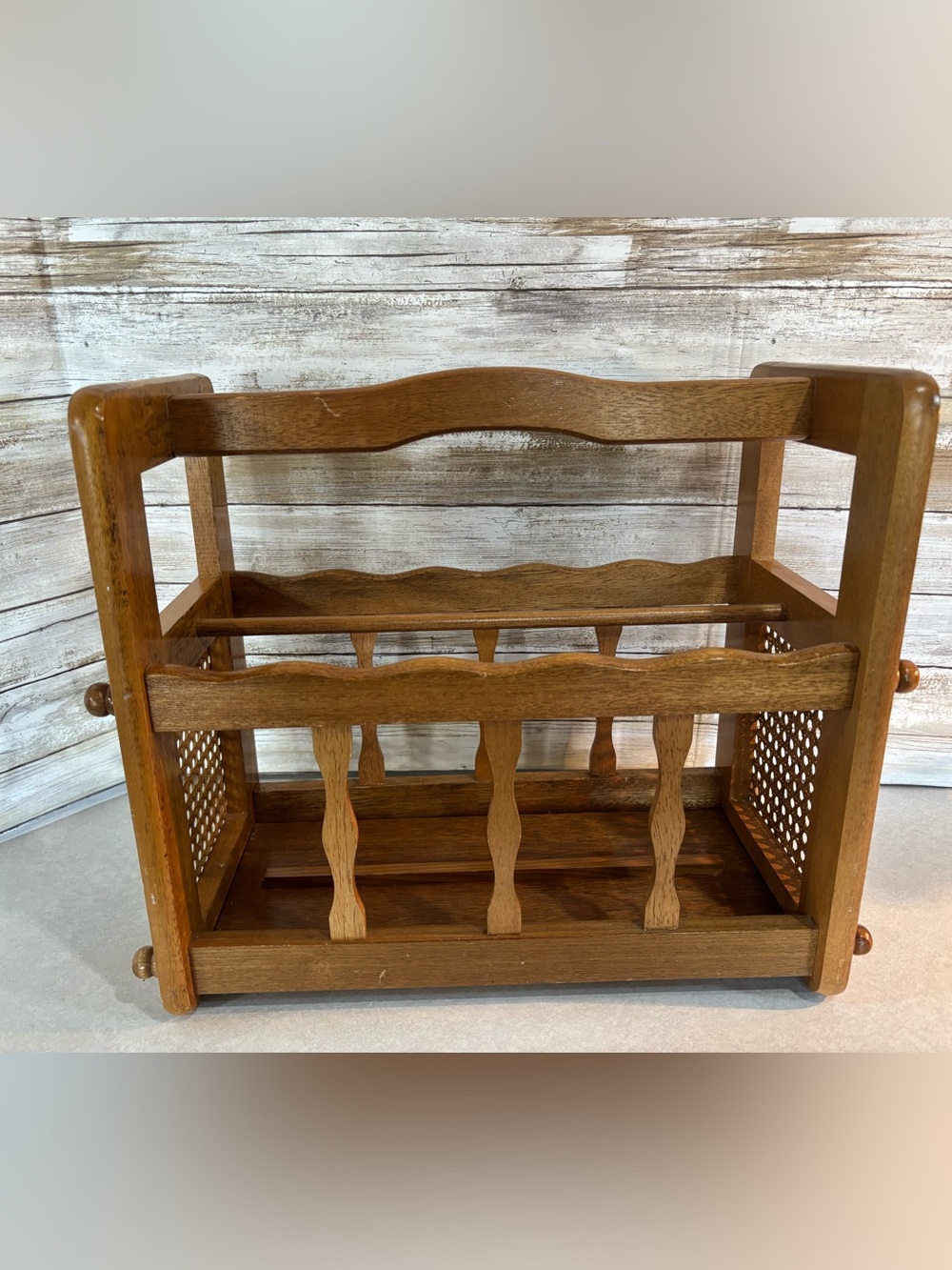 Chunky wood magazine holder Cottage core